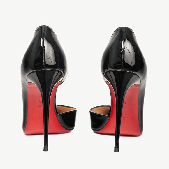 Christian Louboutin Iriza Black Patent Pointed Toe Half d'Orsay Pumps - Picture 3 of 8